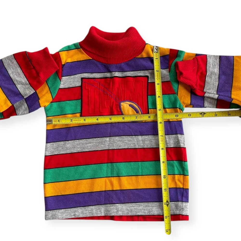 Vintage Kidstuff Striped Embroidered Team Football Turtleneck Long Sleeve Shirt - Picture 3 of 7